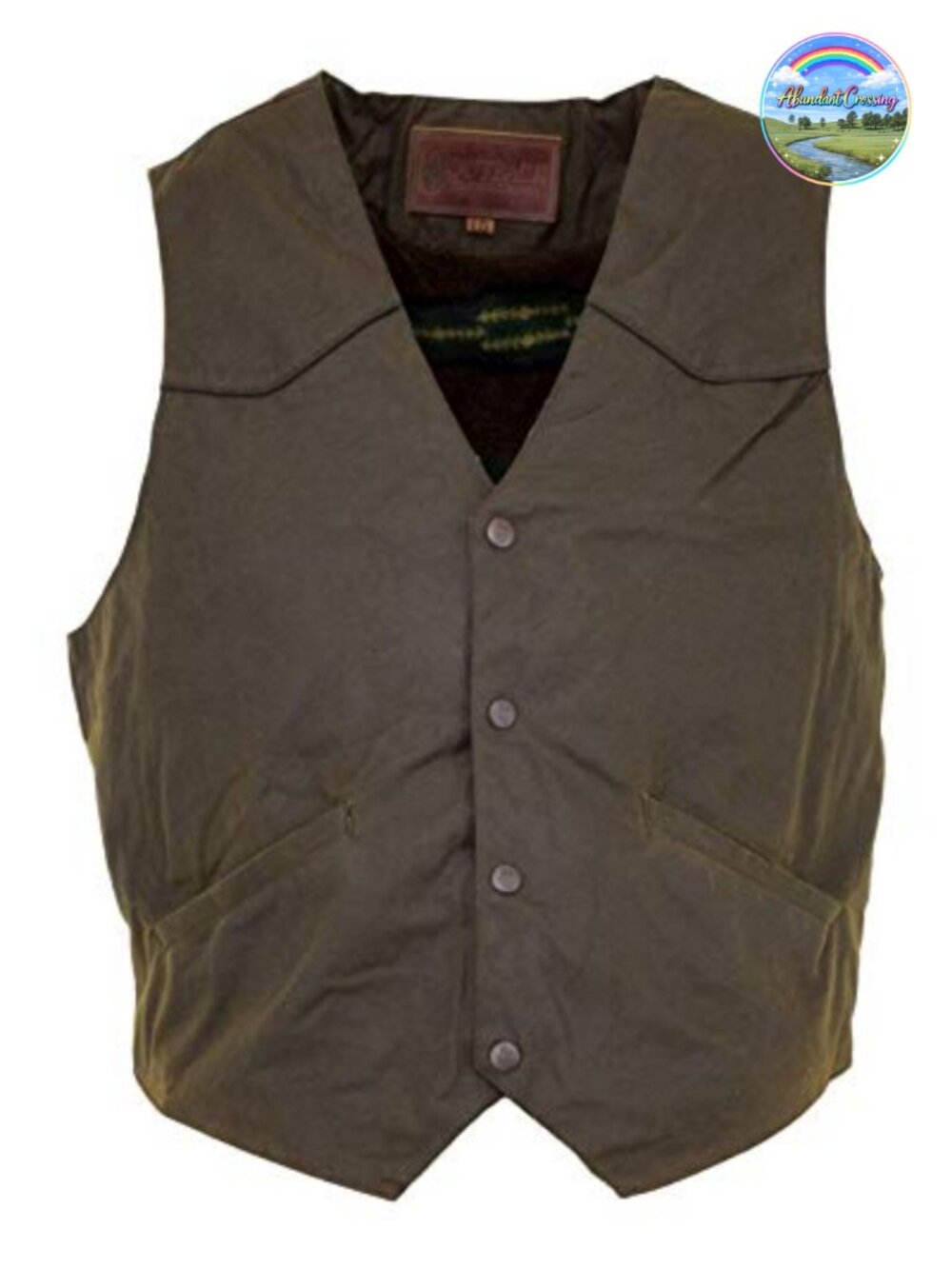 Waterproof Cotton Oilskin Fleece Lined Western Vest